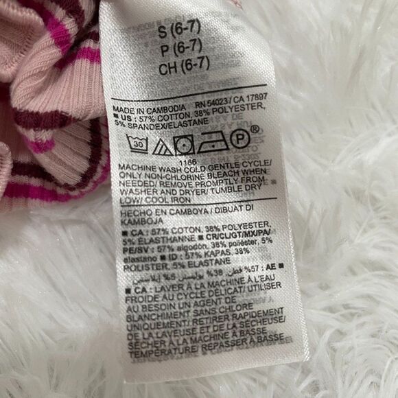 3/$10 Girls Old navy Pink Striped V-Neck Long Sleeve Top Small - Picture 8 of 10